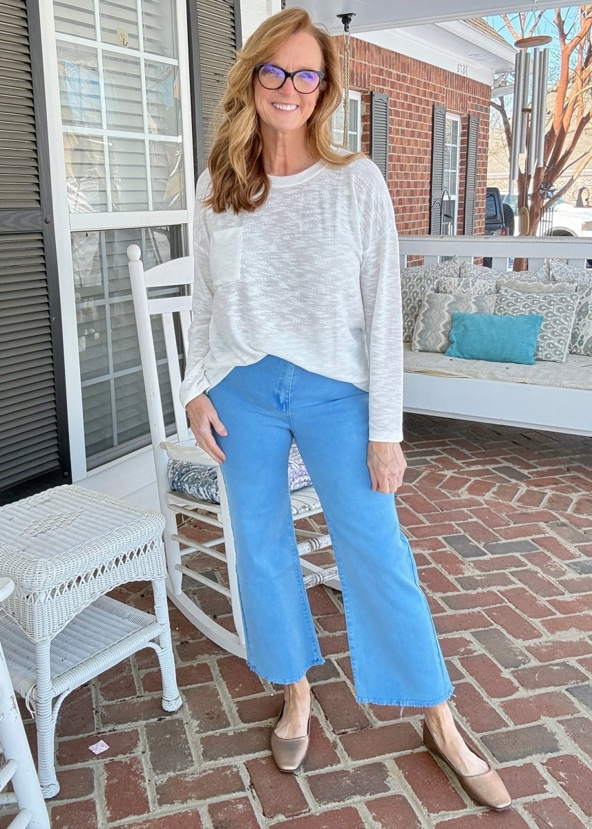 Mobile Acid Wash Straight Wide Pants - Ocean Blue - casual pants - Jimberly's Boutique - Olive Branch - Mississippi