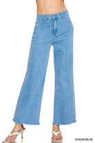 Mobile Acid Wash Straight Wide Pants - Ocean Blue - casual pants - Jimberly's Boutique - Olive Branch - Mississippi