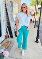 Mobile Acid Wash Straight Wide Pants - Teal - casual pants -Jimberly's Boutique-Olive Branch-Mississippi