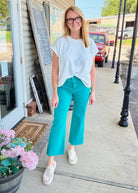 Mobile Acid Wash Straight Wide Pants - Teal - casual pants -Jimberly's Boutique-Olive Branch-Mississippi