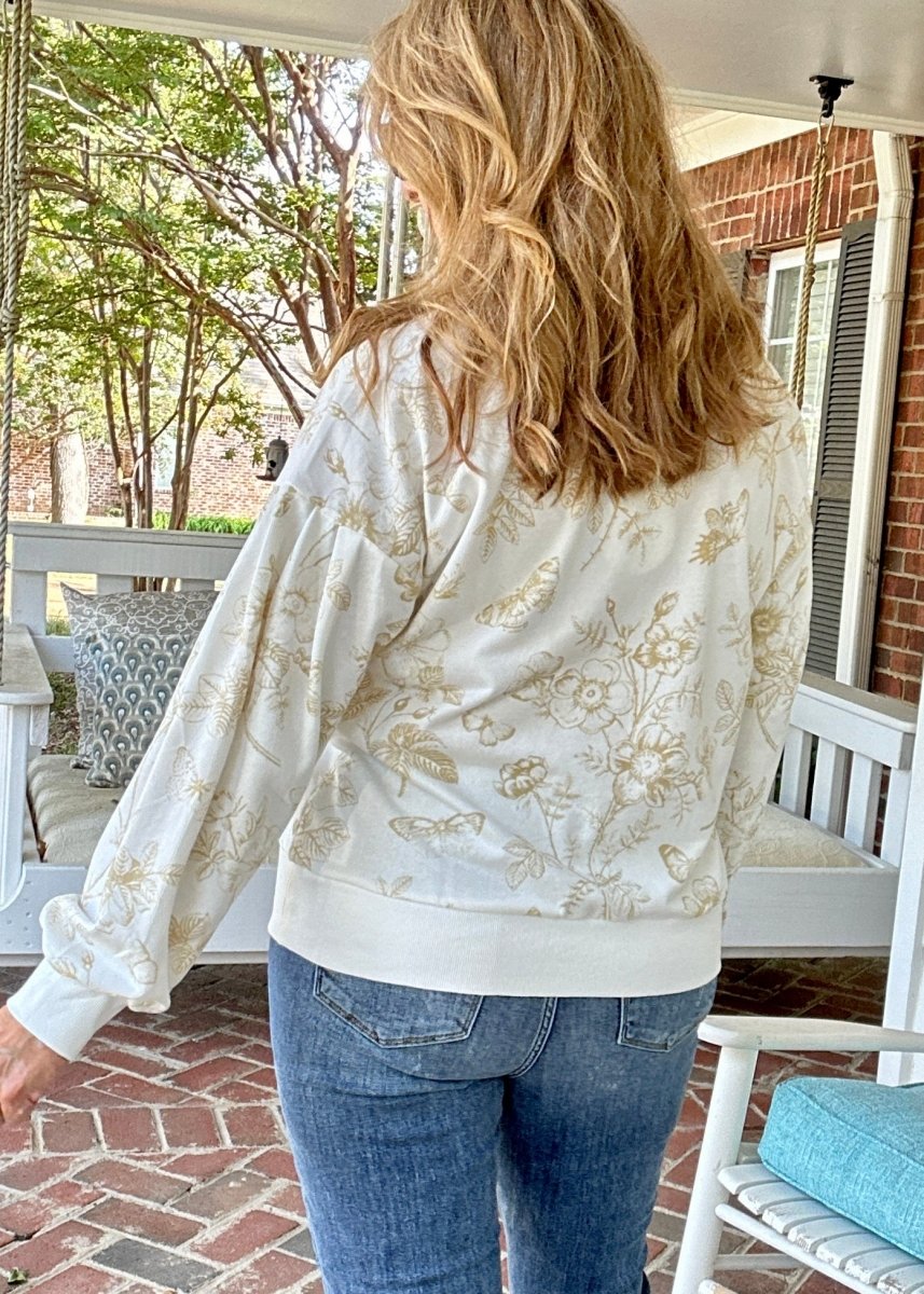Mocha Floral Print French Terry Top | Umgee - Jimberly's Boutique - Olive Branch - Mississippi