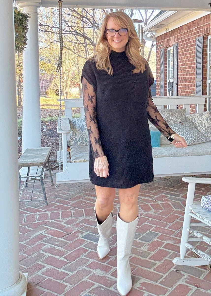Mock Neck Sweater Dress - Black - sweater dress - Jimberly's Boutique - Olive Branch - Mississippi