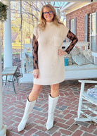 Mock Neck Sweater Dress - Sand Beige - sweater dress - Jimberly's Boutique - Olive Branch - Mississippi