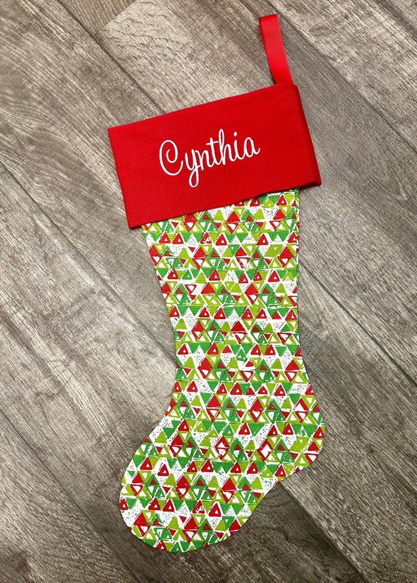 Monogrammed Christmas Stocking - Acute/Red Cuff - Stocking - Jimberly's Boutique - Olive Branch - Mississippi