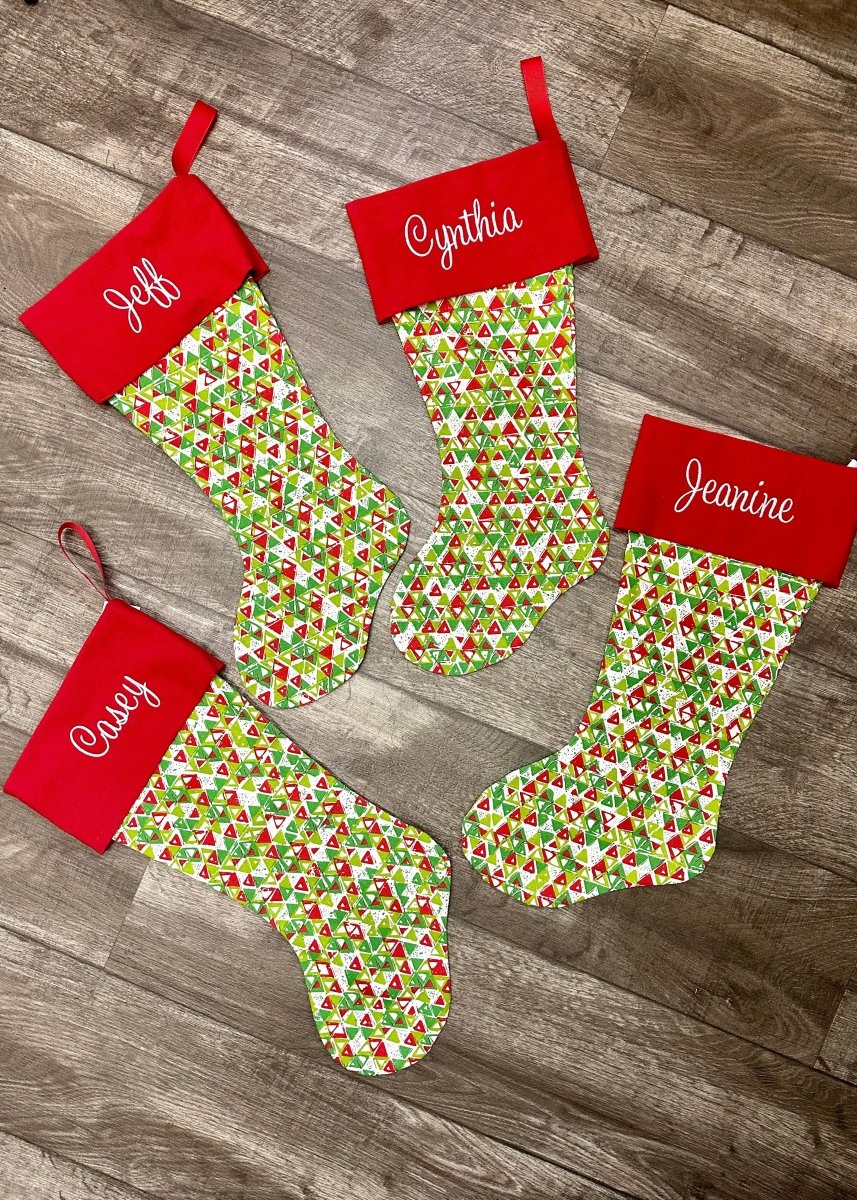 Monogrammed Christmas Stocking - Acute/Red Cuff - Stocking - Jimberly's Boutique - Olive Branch - Mississippi