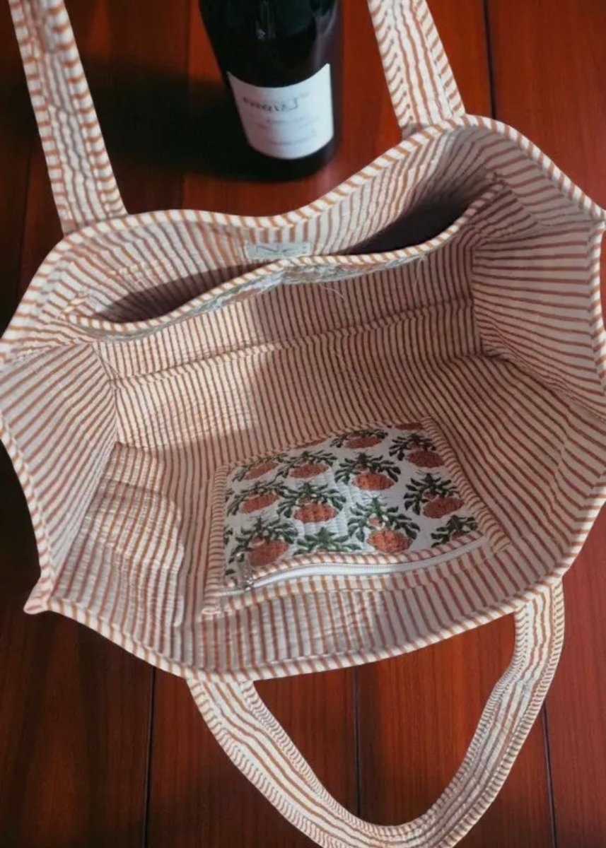 Monroe Orange Floral Tote Bag - floral tote bag - Jimberly's Boutique - Olive Branch - Mississippi