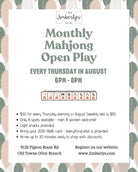 Monthly Thursday Night Mahjong Open Play - August 2026 - Jimberly's Boutique-Olive Branch-Mississippi