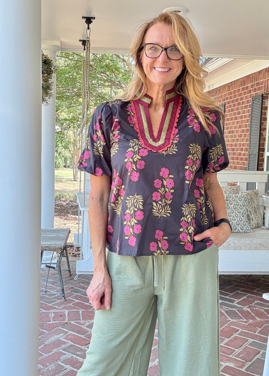 Moonlit Blooms Top | Entro - Entro Top - Jimberly's Boutique - Olive Branch - Mississippi
