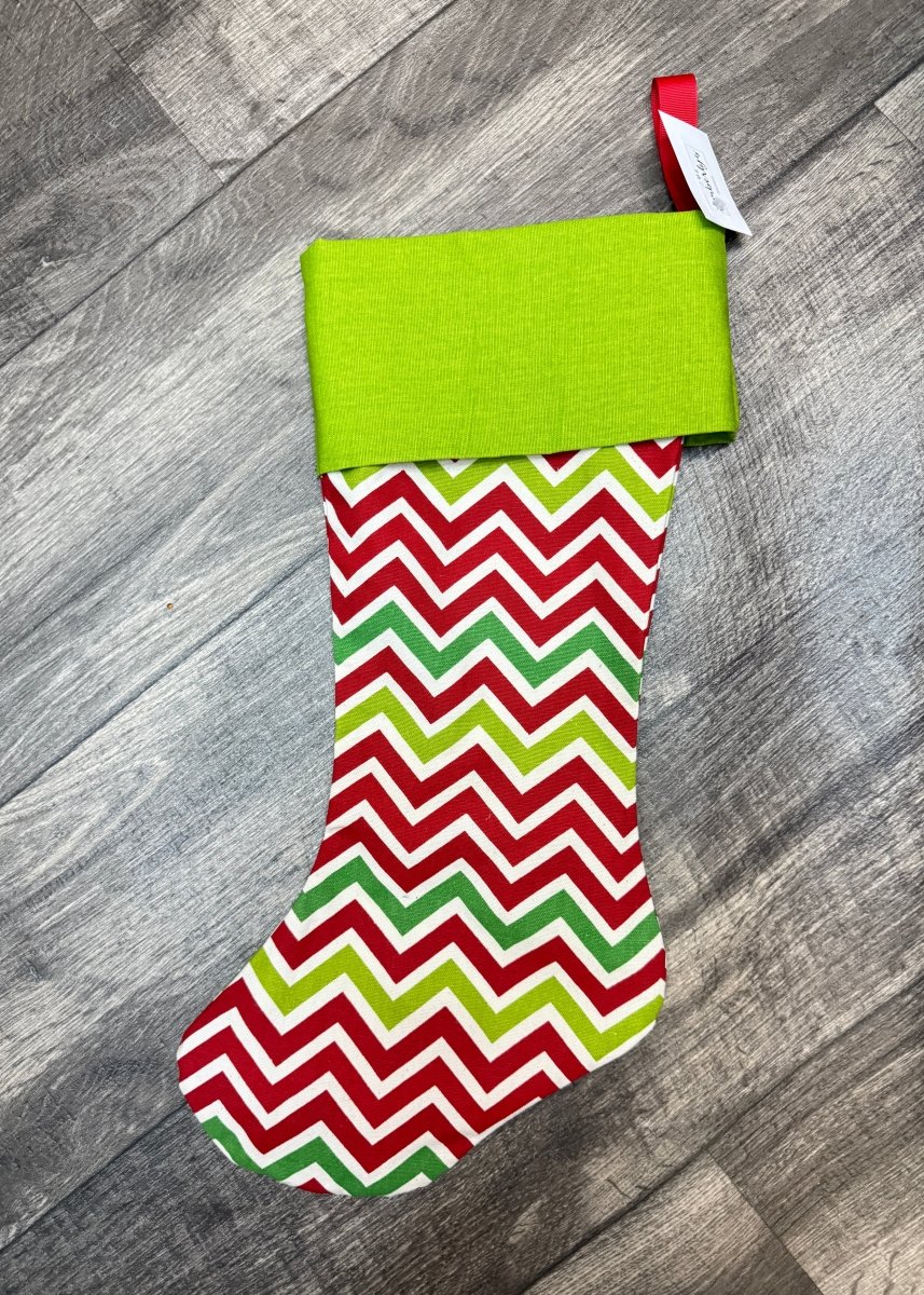 Multi Chevron with Green Cuff - Monogrammed Christmas Stocking - Stocking - Jimberly's Boutique - Olive Branch - Mississippi