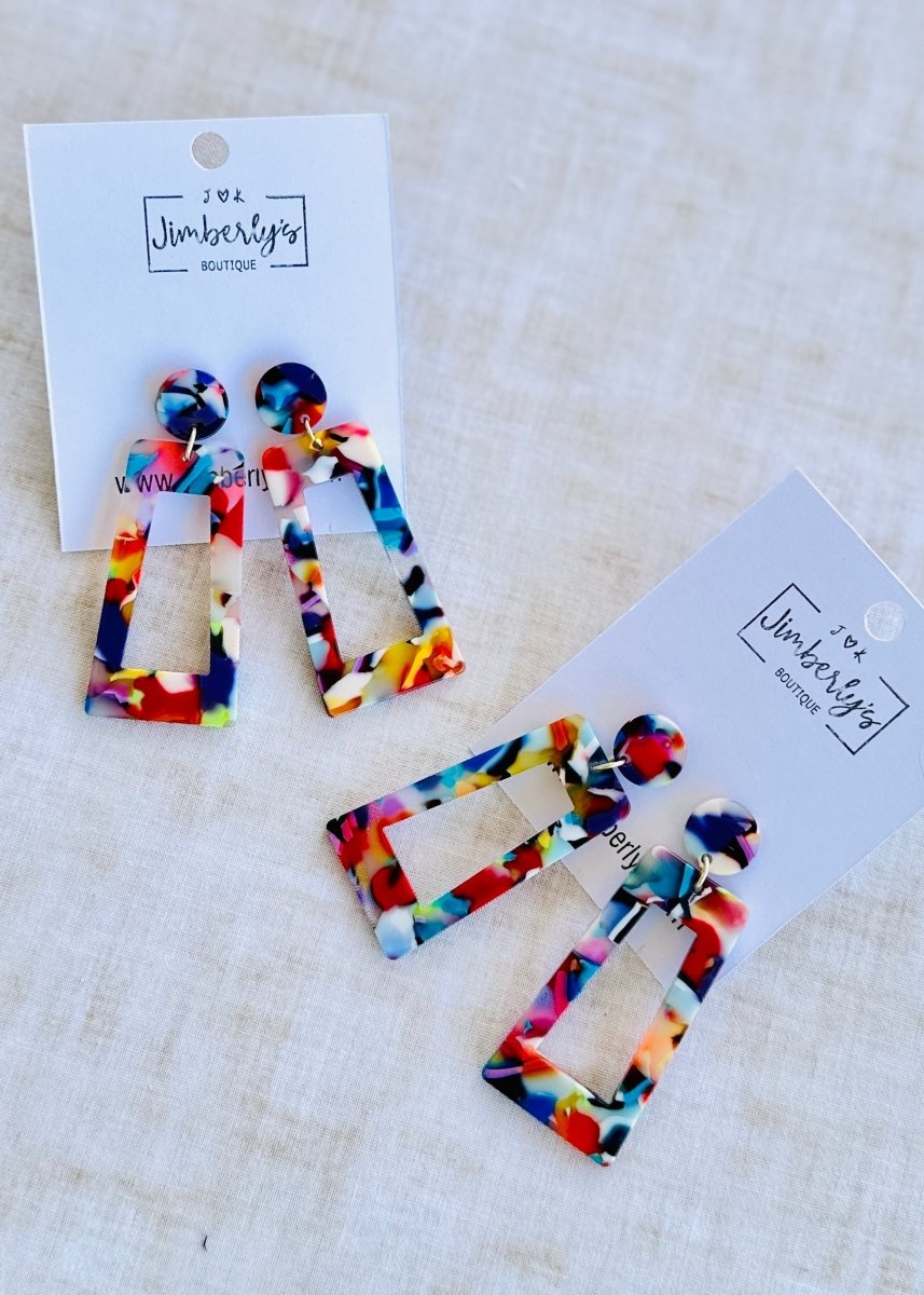 Multicolor Rectangle Earrings - Earrings - Jimberly's Boutique - Olive Branch - Mississippi