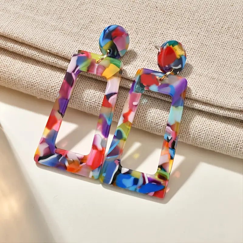 Multicolor Rectangle Earrings - Earrings - Jimberly's Boutique - Olive Branch - Mississippi