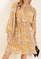 Mustard Floral Smocked Dress - dress - Jimberly's Boutique - Olive Branch - Mississippi
