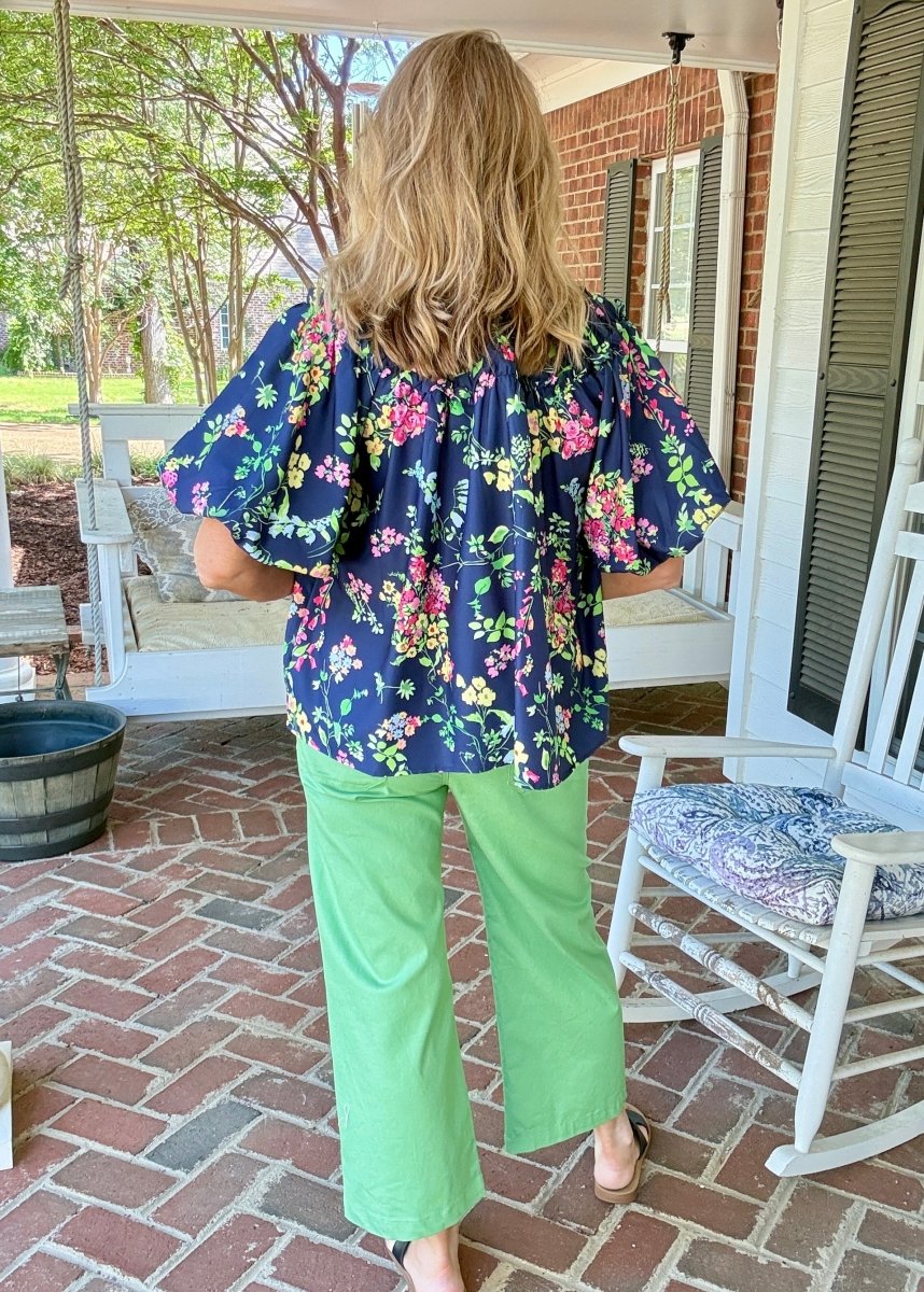 Navy Floral Blouse - Jimberly's Boutique - Olive Branch - Mississippi