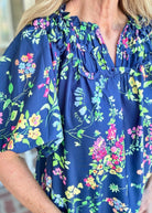 Navy Floral Blouse - Jimberly's Boutique - Olive Branch - Mississippi