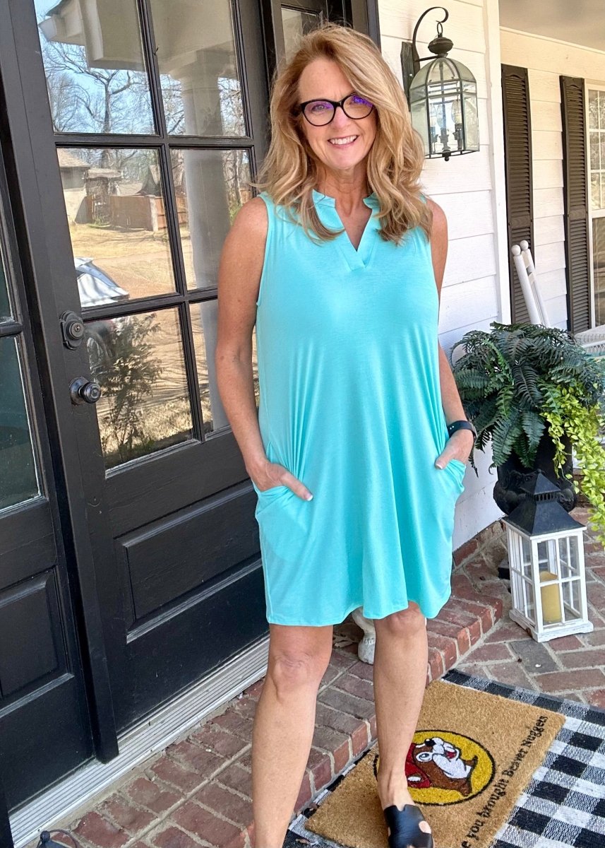 Neon Blue Tank Dress | Dear Scarlett - Casual Dress -Jimberly's Boutique-Olive Branch-Mississippi