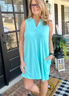 Neon Blue Tank Dress | Dear Scarlett - Casual Dress -Jimberly's Boutique-Olive Branch-Mississippi