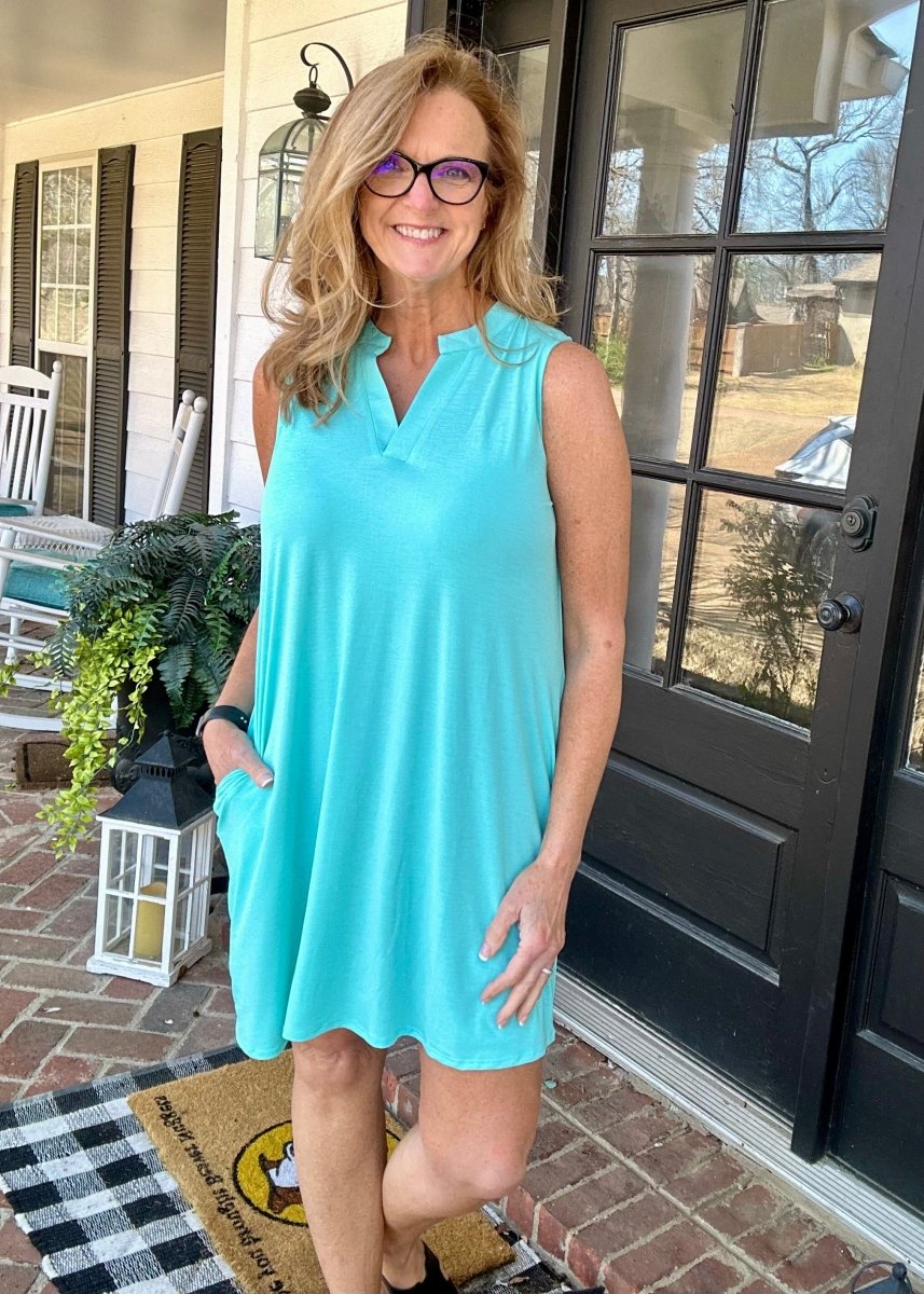 Neon Blue Tank Dress | Dear Scarlett - Casual Dress -Jimberly's Boutique-Olive Branch-Mississippi