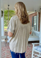 Nova Washed Linen V Neck Top - Beige | Zenana - linen shirt - Jimberly's Boutique - Olive Branch - Mississippi