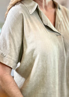 Nova Washed Linen V Neck Top - Beige | Zenana - linen shirt - Jimberly's Boutique - Olive Branch - Mississippi