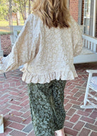 Oatmeal Textured Ruffle Hem Top | BiBi - Button Down Top -Jimberly's Boutique-Olive Branch-Mississippi