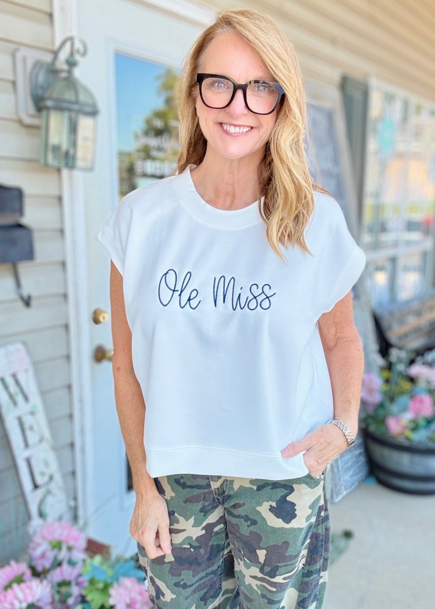 Ole Miss Embroidered Scuba Top/Vest - Jimberly's Boutique-Olive Branch-Mississippi