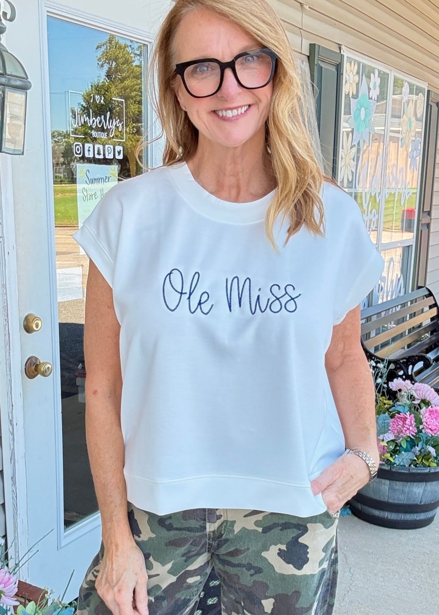 Ole Miss Embroidered Scuba Top/Vest - Jimberly's Boutique-Olive Branch-Mississippi