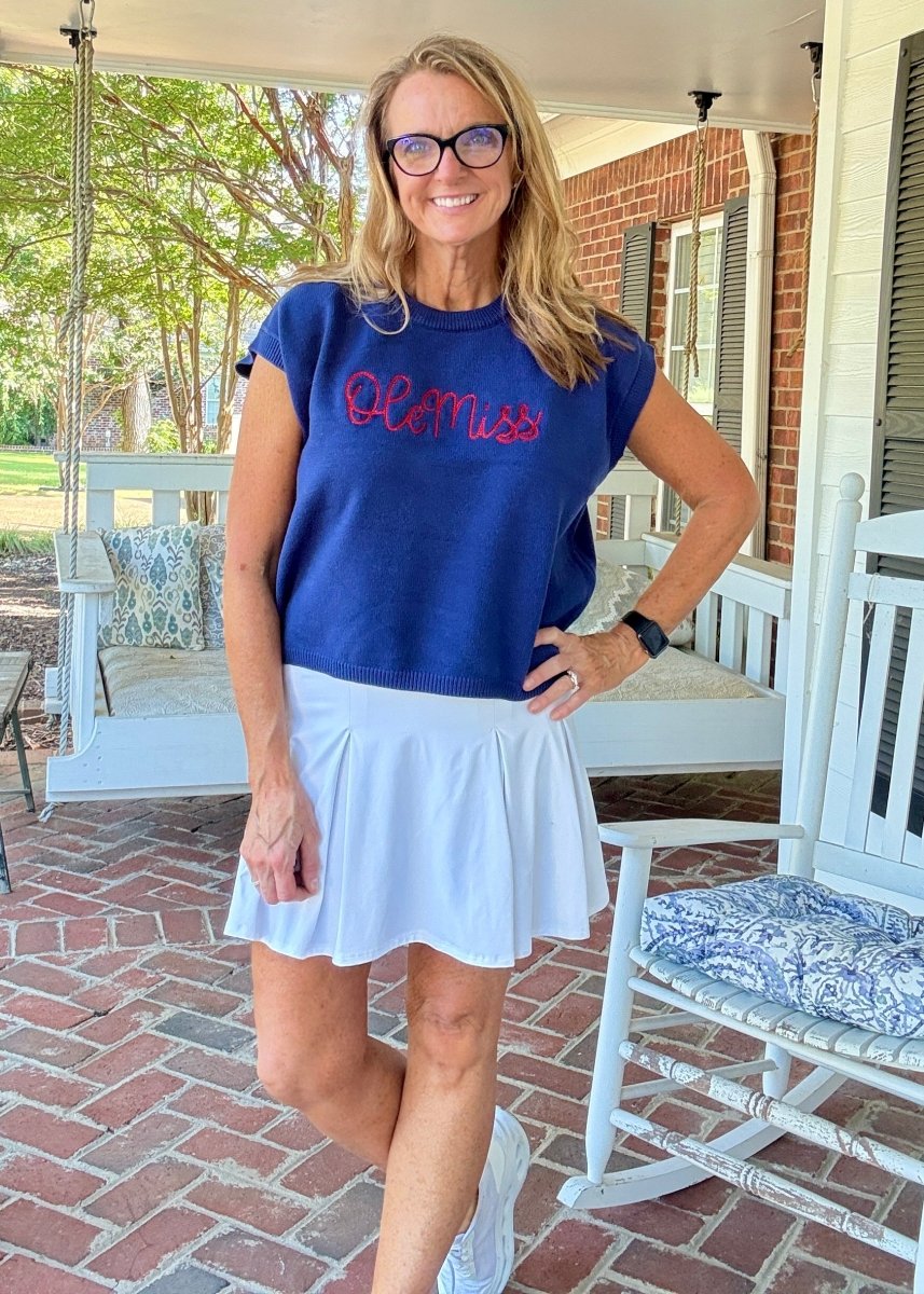 Ole Miss Embroidered Sweater Vest - Navy w/Red - gameday - Jimberly's Boutique - Olive Branch - Mississippi