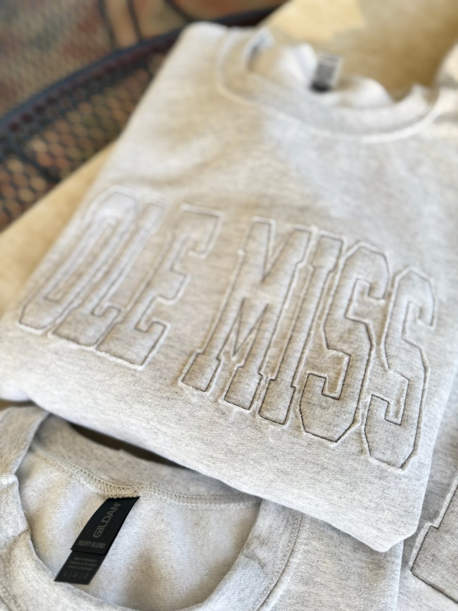 Ole Miss Tone on Tone Applique Sweatshirt - Jimberly's Boutique - Olive Branch - Mississippi