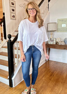 Olivia Oversized Front Pocket Top - White - Casual Top - Jimberly's Boutique - Olive Branch - Mississippi