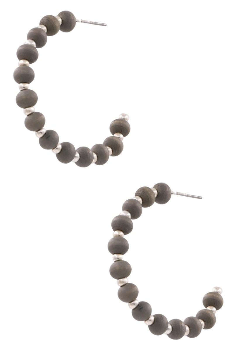Open Hoop Wood Bead Earrings - earrings -Jimberly's Boutique-Olive Branch-Mississippi