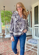 Paisley Border Print Top - Black | Umgee - Umgee Top - Jimberly's Boutique - Olive Branch - Mississippi