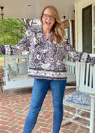 Paisley Border Print Top - Black | Umgee - Umgee Top - Jimberly's Boutique - Olive Branch - Mississippi