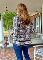 Paisley Border Print Top - Black | Umgee - Umgee Top - Jimberly's Boutique - Olive Branch - Mississippi