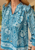 Paisley Border Print Top - Slate Blue - Umgee Top - Jimberly's Boutique - Olive Branch - Mississippi
