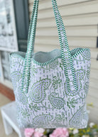 Paisley Garden Scalloped Tote Bag | Nash Grey - floral tote bag - Jimberly's Boutique - Olive Branch - Mississippi