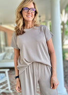 Palm Beach Set - Oyster Grey/Taupe | Dear Scarlett - lounge set - Jimberly's Boutique - Olive Branch - Mississippi