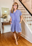 Pammie Gauze Raw Edge Dress - Marlin - Casual Dress - Jimberly's Boutique - Olive Branch - Mississippi