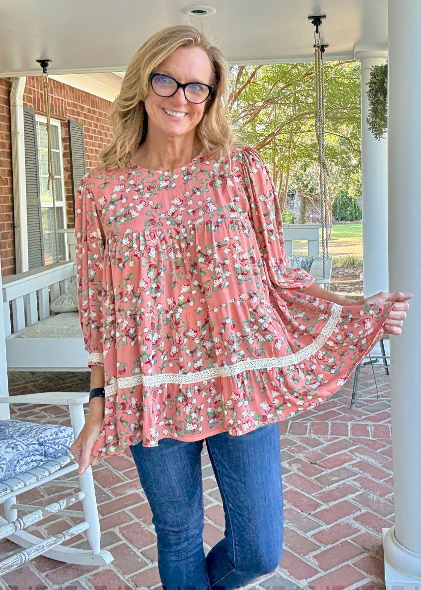 Peachy Floral Tunic Top | Easel - Jimberly's Boutique - Olive Branch - Mississippi