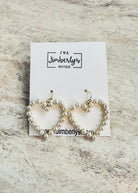 Pearl Pave Heart Earrings - Earrings - Jimberly's Boutique - Olive Branch - Mississippi