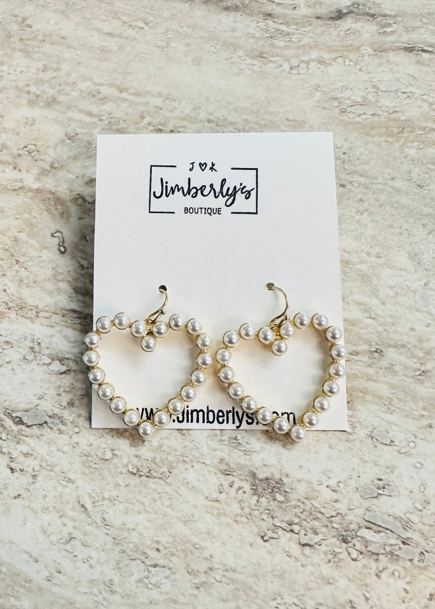 Pearl Pave Heart Earrings - Earrings - Jimberly's Boutique - Olive Branch - Mississippi