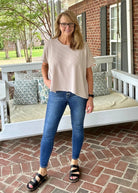 Peggy Sue | Textured Line | Twisted Sleeve Top | Ash Mocha - Zenana Casual Top -Jimberly's Boutique-Olive Branch-Mississippi