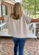 Peggy Sue | Textured Line | Twisted Sleeve Top | Ash Mocha - Zenana Casual Top -Jimberly's Boutique-Olive Branch-Mississippi