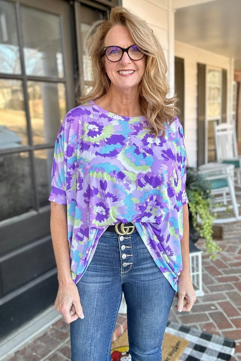 Perfect Poncho Top | Lavender Multi | Dear Scarlett - Casual Top -Jimberly's Boutique-Olive Branch-Mississippi