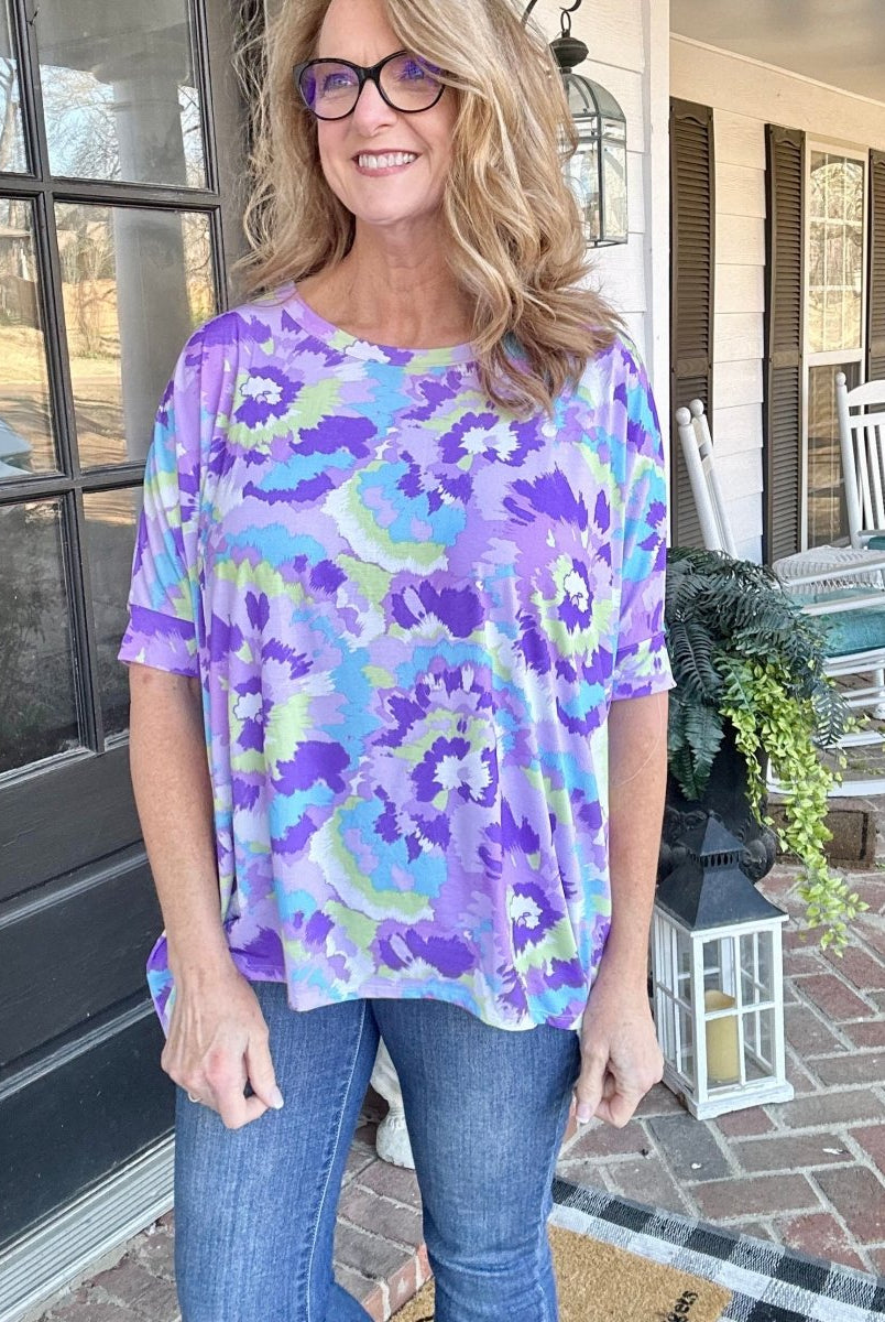 Perfect Poncho Top | Lavender Multi | Dear Scarlett - Casual Top -Jimberly's Boutique-Olive Branch-Mississippi
