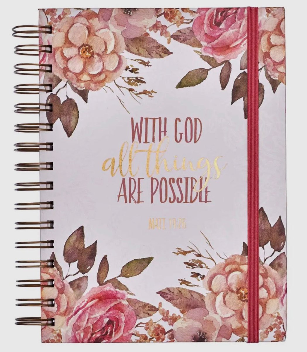 Pink Floral All Things Mat 19:26 Wirebound Journal w/Elastic - journal - Jimberly's Boutique - Olive Branch - Mississippi