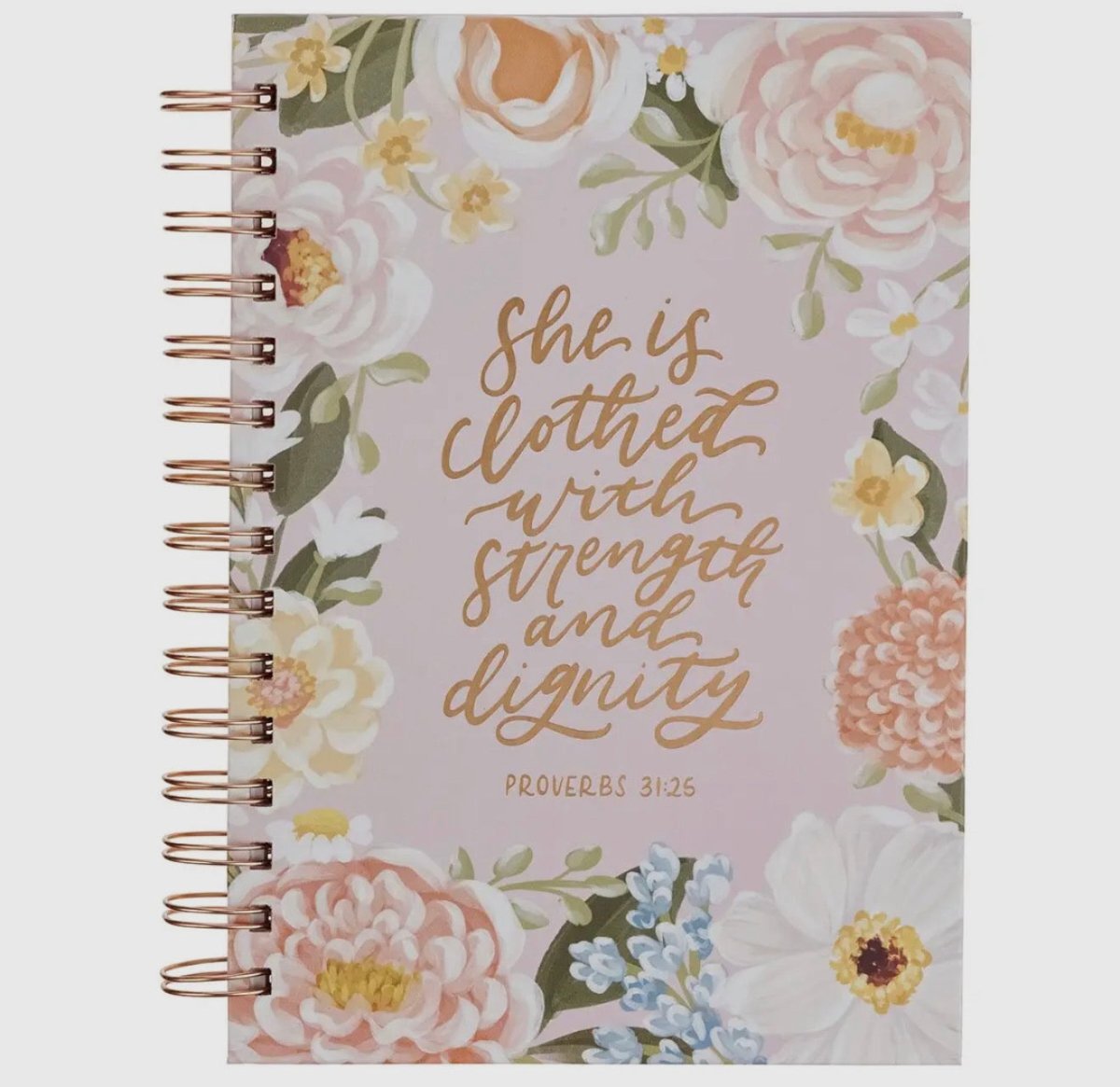 Pink Floral Strength & Dignity Prov. 31:25 Wirebound Journal - journal - Jimberly's Boutique - Olive Branch - Mississippi