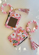 Pink Floral Wallet w/Beaded Wristlet Keychain - keychain wallet - Jimberly's Boutique - Olive Branch - Mississippi