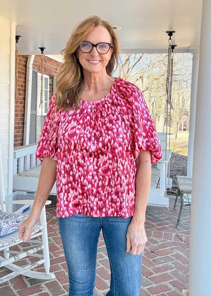 Pink Mix Puff Sleeve Top | Umgee - Umgee Top - Jimberly's Boutique - Olive Branch - Mississippi