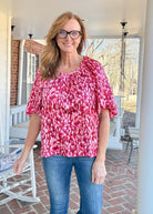 Pink Mix Puff Sleeve Top | Umgee - Umgee Top - Jimberly's Boutique - Olive Branch - Mississippi