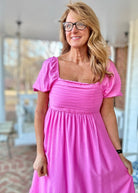 Pink Pleated Empire Waist Midi Dress - dress - Jimberly's Boutique - Olive Branch - Mississippi